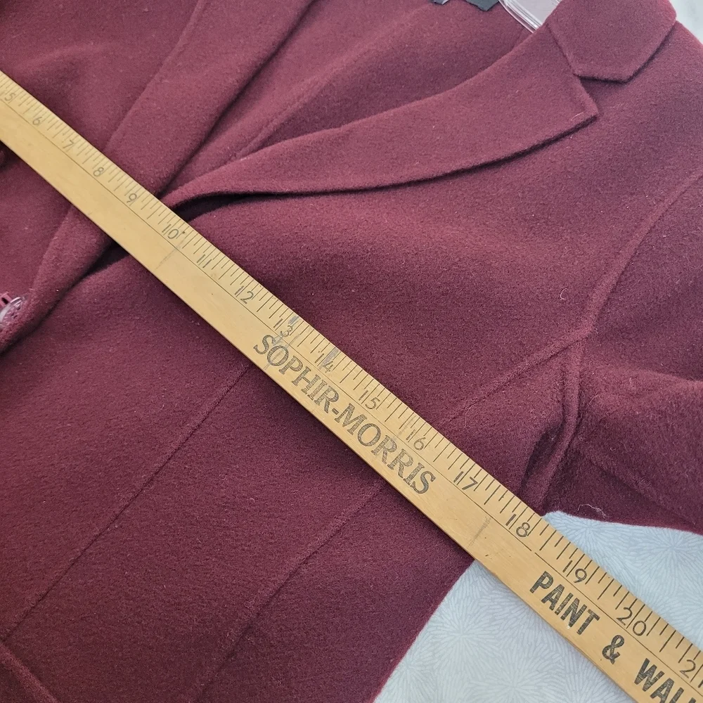 Talbots wool blend fitted maroon burgundy blazer logo buttons pockets office 8